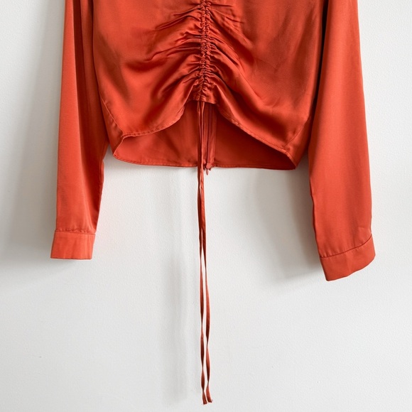 ASTR • Satin Shirred Blouse in Rust - Picture 5 of 11